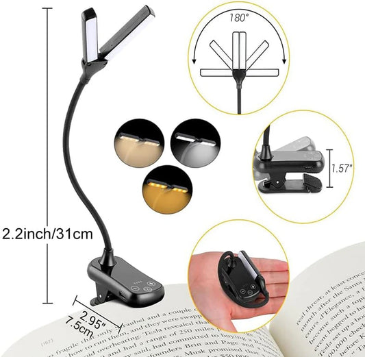 Book Light,14 LED Touch Control Reading Light with 3 Colors&8 Brightness,Rechargeable Book Light for Reading in Bed