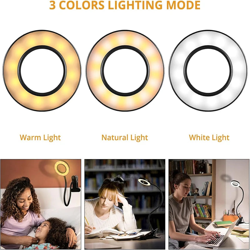 Reading Desk Lamp Bed Dimmable, 3 Modes & 10 Dimming Levels USB Clamp Lamps 360° Flexible Book Clip